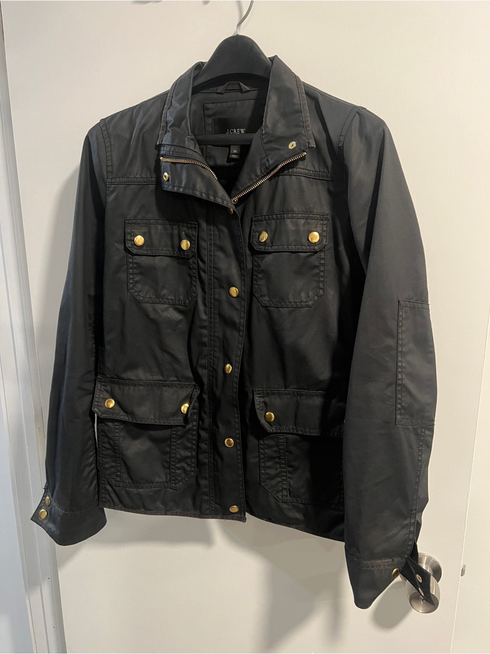 TALL J. Crew Black Utility Jacket with Gold Hardware